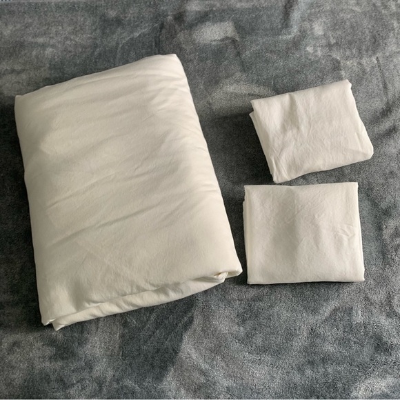 $220 PARACHUTE 100% Cotton KING/CAL Duvet Cover + 2 Pillow Cases Cream - Picture 1 of 16